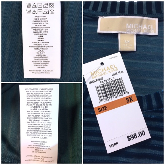 MICHAEL KORS Plus Velvet Stripe Flutter Sleeve 3X - Picture 4 of 8